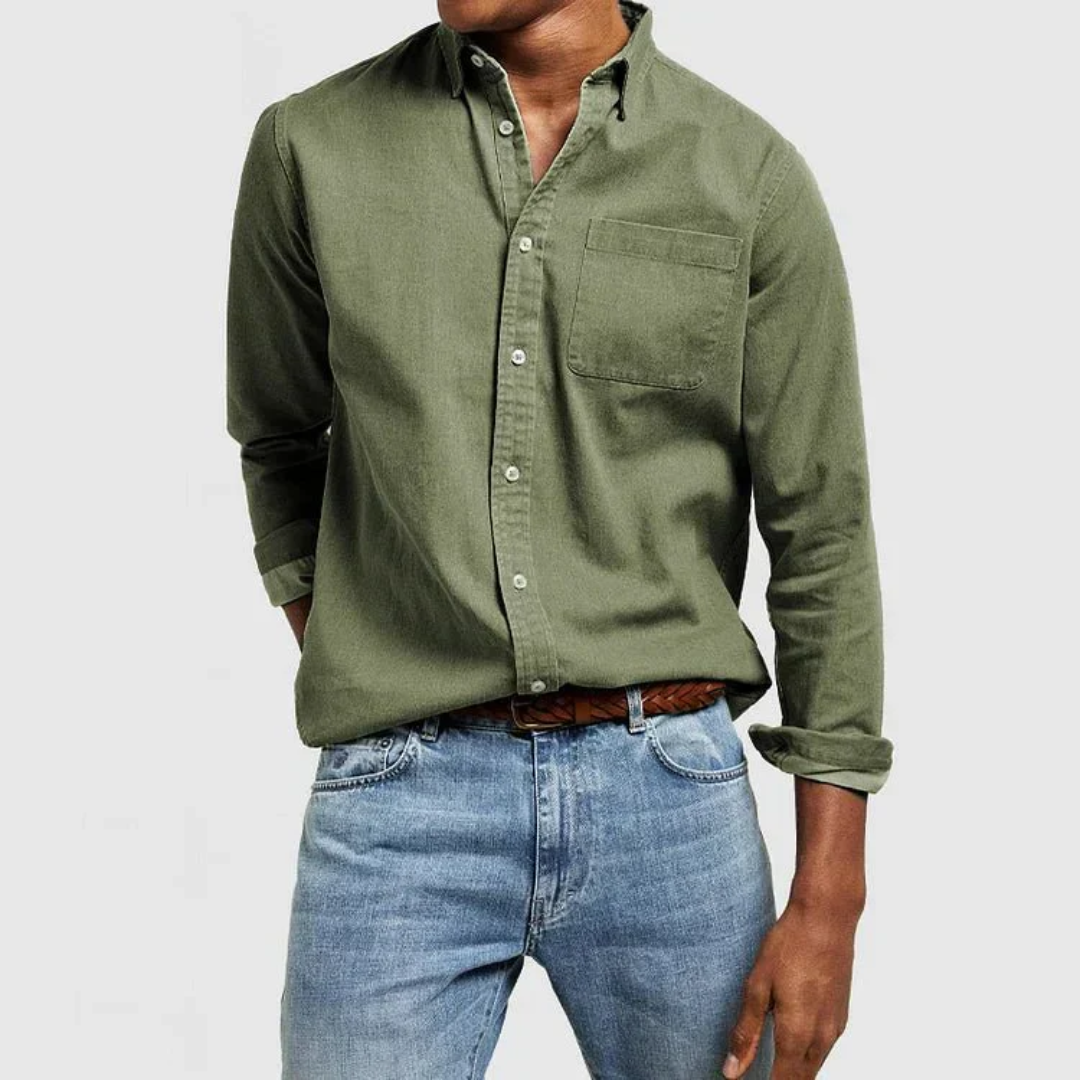 Camicia uomo cotone – maniche lunghe casual con taschino