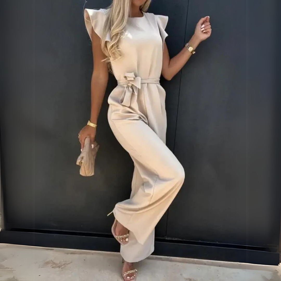 Completo donna elegante – jumpsuit con cintura e maniche corte