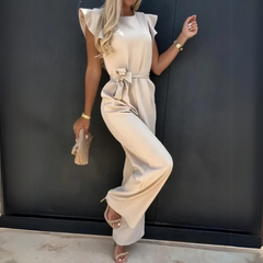 Completo donna elegante – jumpsuit con cintura e maniche corte