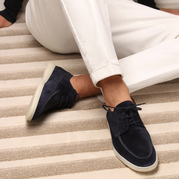 Scarpe uomo eleganti – mocassini in pelle scamosciata con lacci