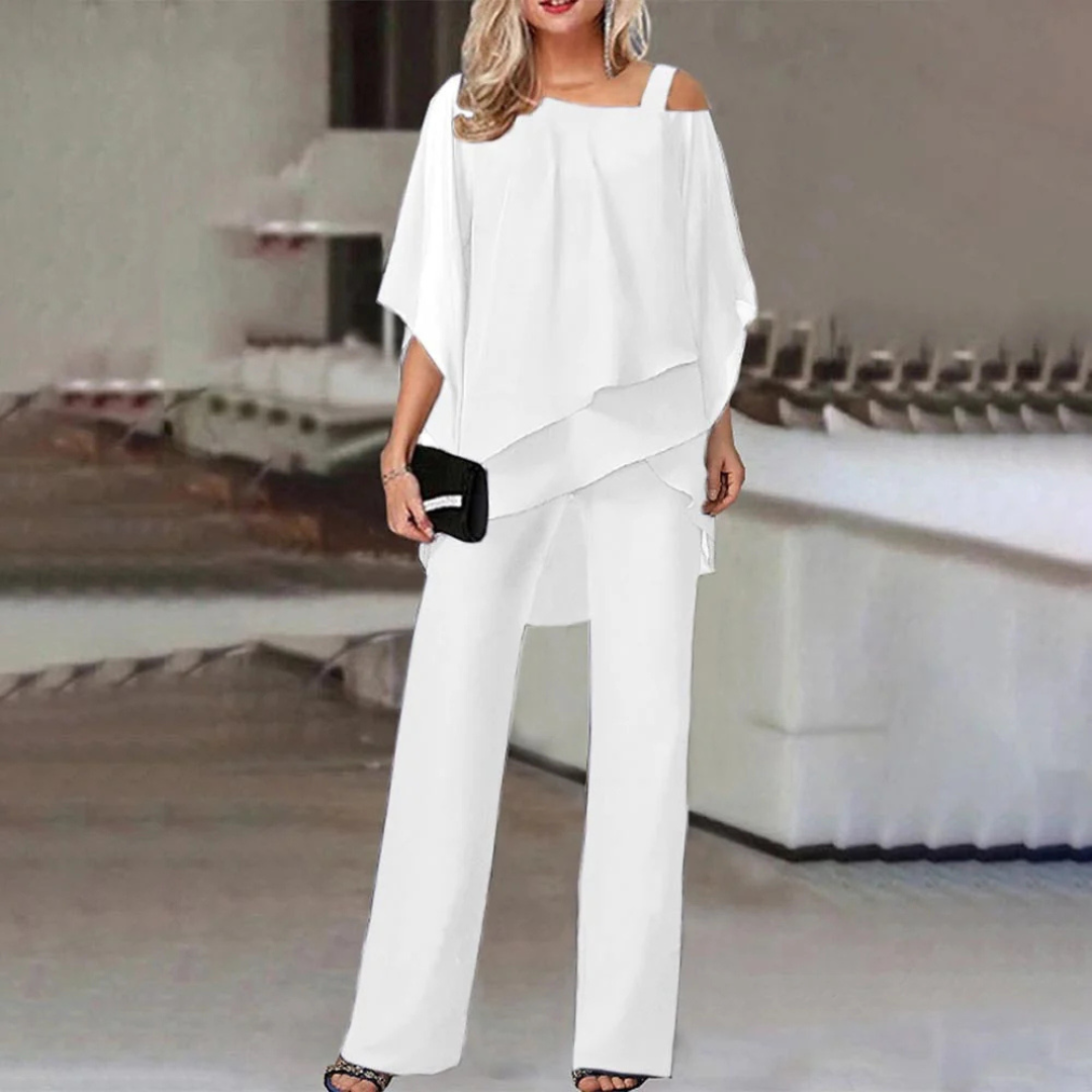 Completo donna elegante – top asimmetrico e pantaloni larghi