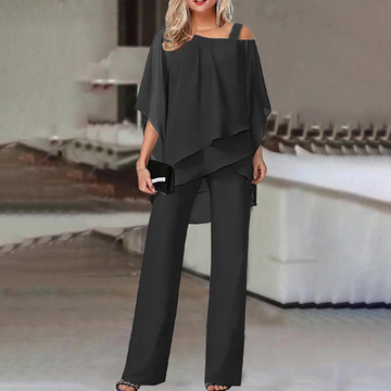 Completo donna elegante – top asimmetrico e pantaloni larghi