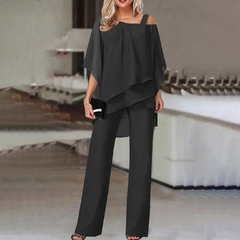 Completo donna elegante – top asimmetrico e pantaloni larghi